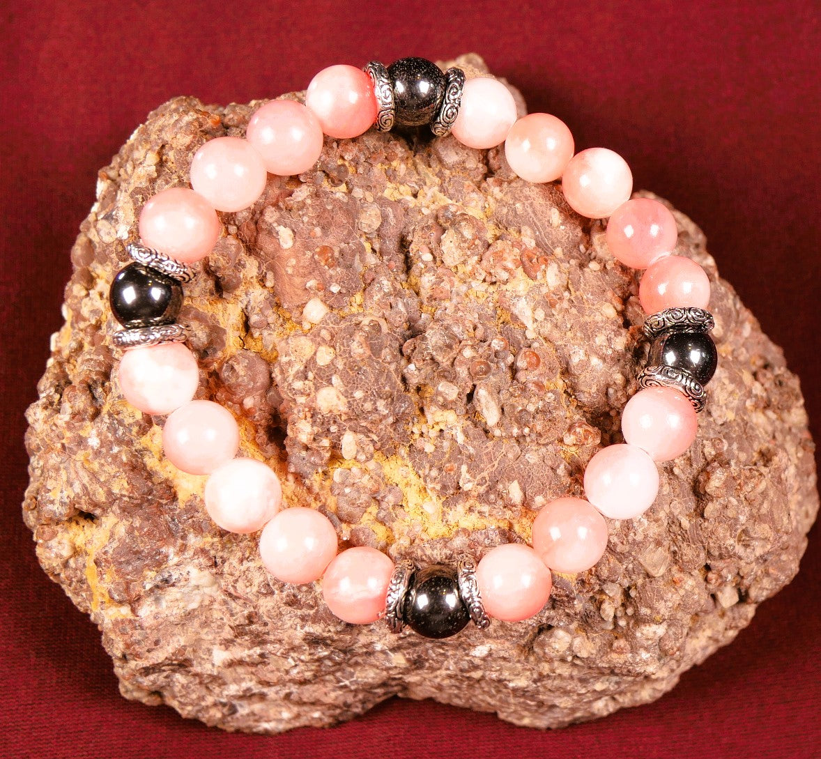 Pink Persian Jade and Hematite bracelet