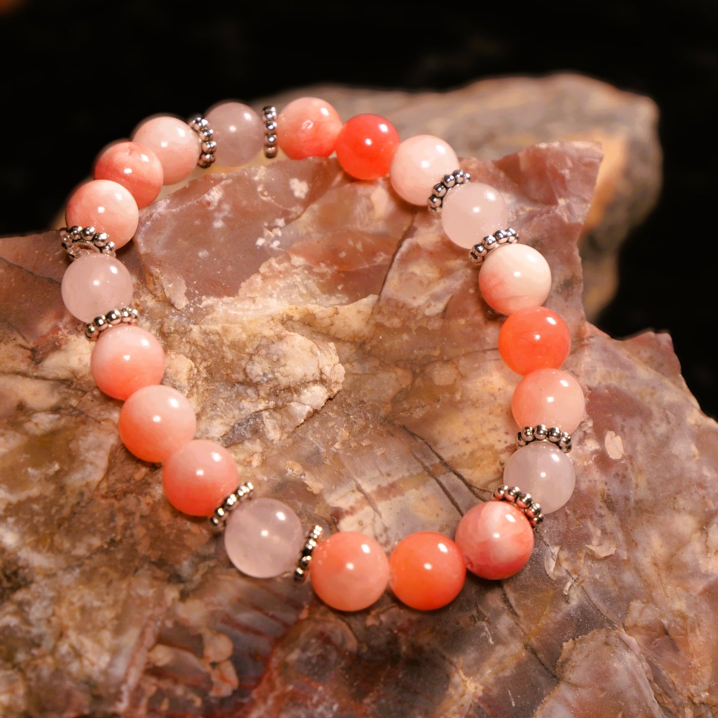 Pink Persian Jade and Rose Quartz bracelet
