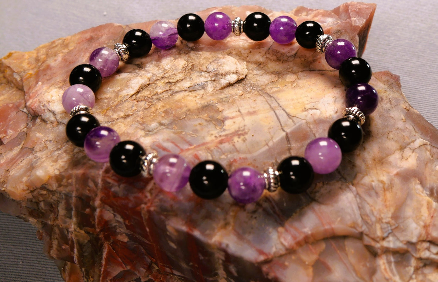 Amethyst and Obsidian bracelet