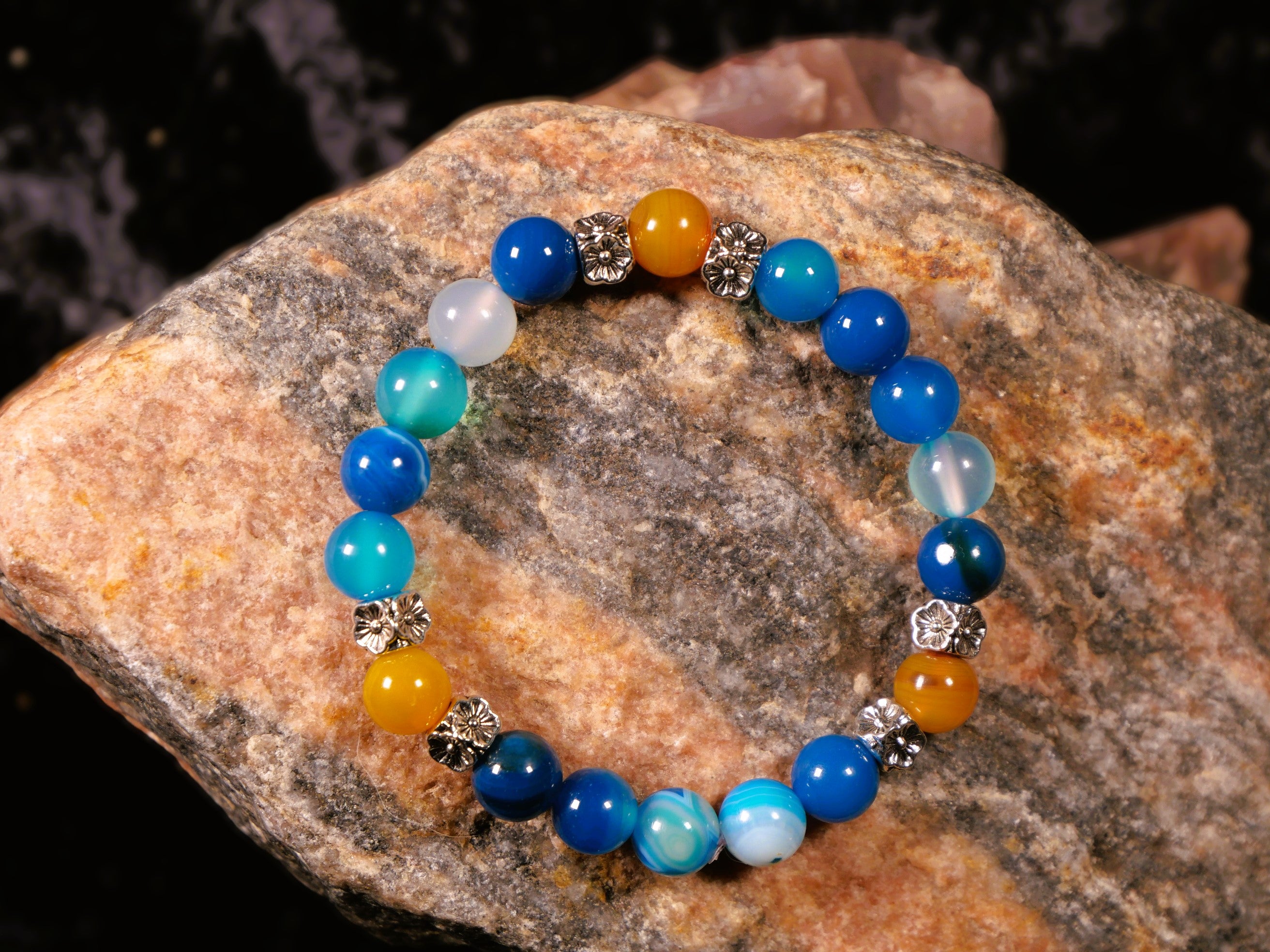 Dragon Veins online Agate Blue/Red Dew Drop Bracelet, w/Sterling Silver clasp