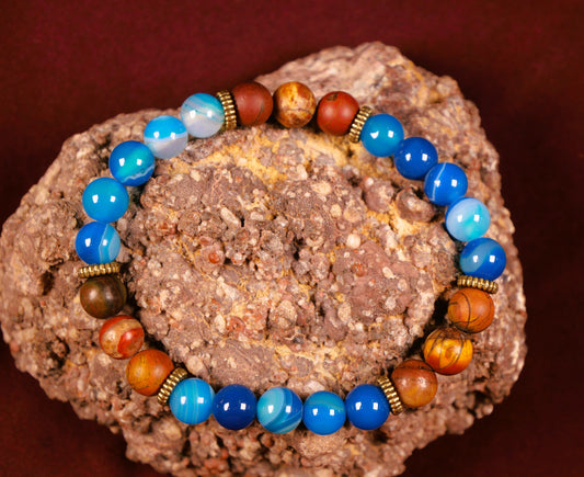 Blue Banded Agate and Picasso Jasper bracelet