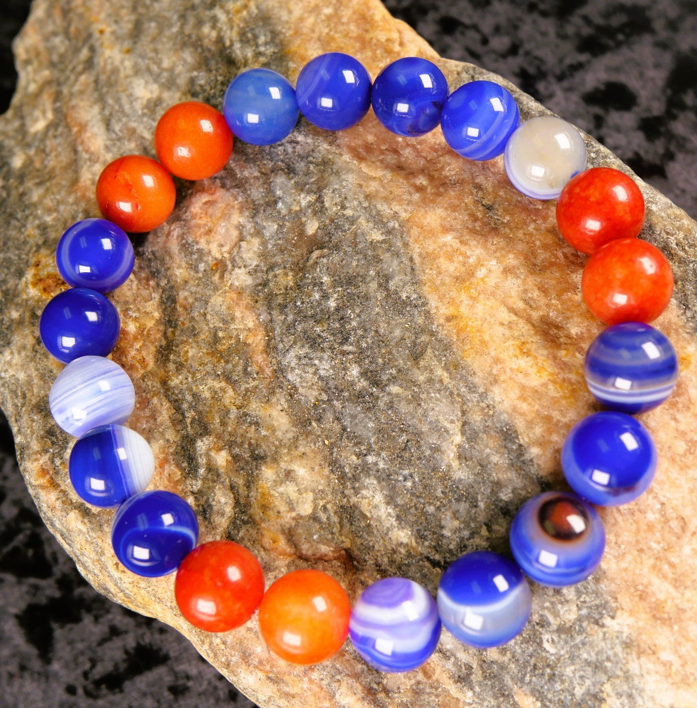 Blue Striped Agate and Red Jasper