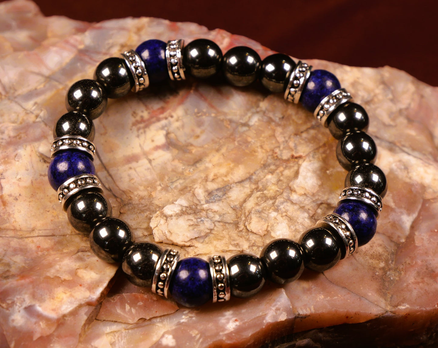 Hematite and Blue Lapis Lazuli bracelet