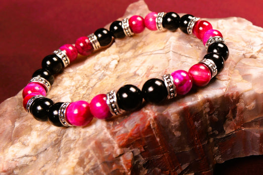 Magenta Tiger Eye and Obsidian