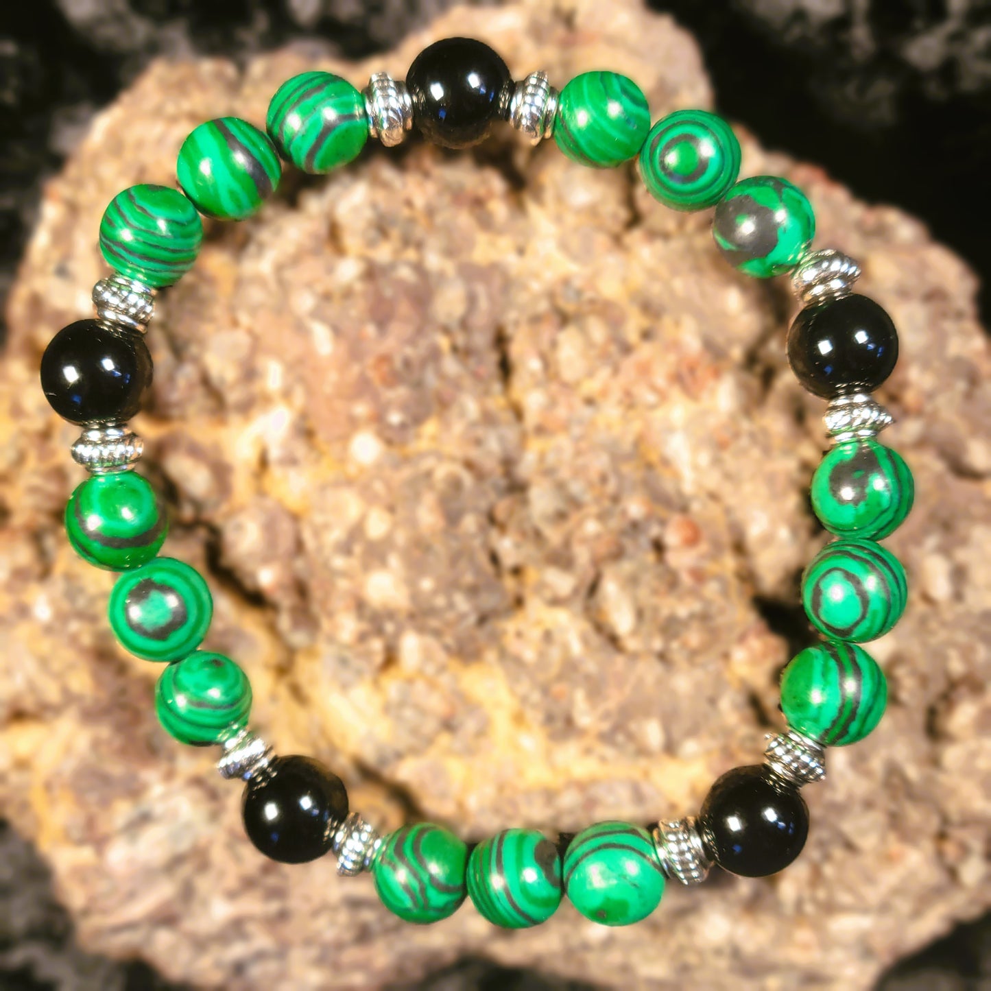 Malachite and Obsidian bracelet