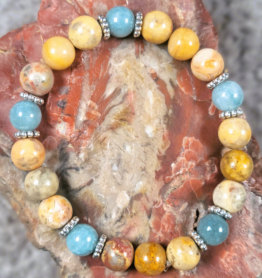 Natural Agate and Aquamarine bracelet