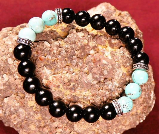 Obsidian and Turquoise bracelet