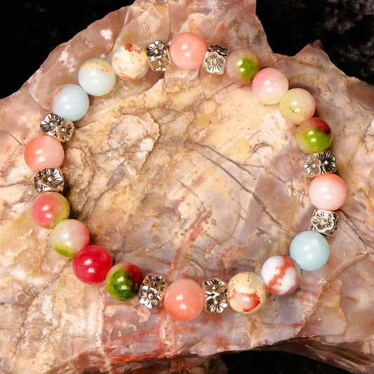Pink Persian Jade and Watermelon Tourmaline bracelet