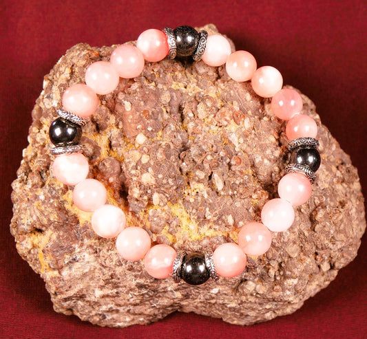 Pink Persian Jade and Hematite bracelet